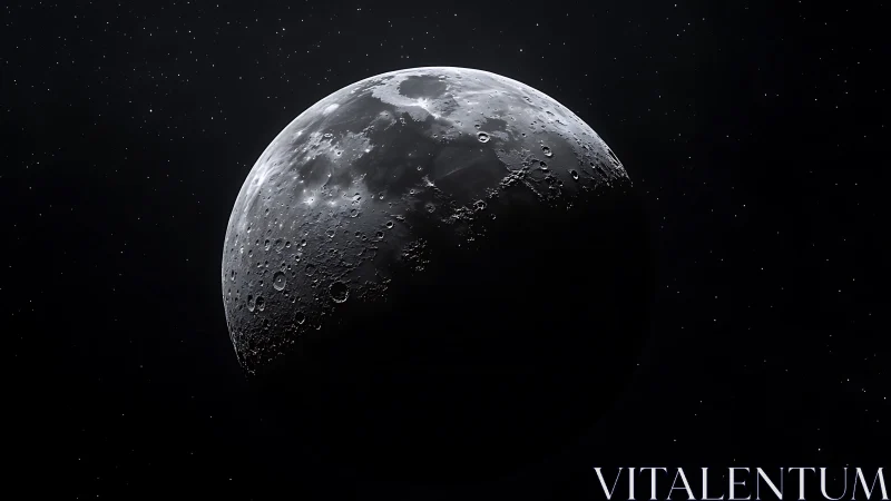 Lunar crescent reveals detailed craters against deep space