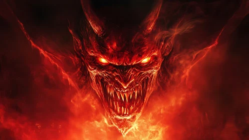 Infernal grin of the flame crowned demon king unleashed.