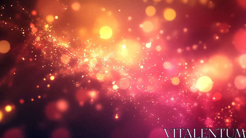 Vibrant Abstract Bokeh Light Burst in Warm Tones Digital Art.
