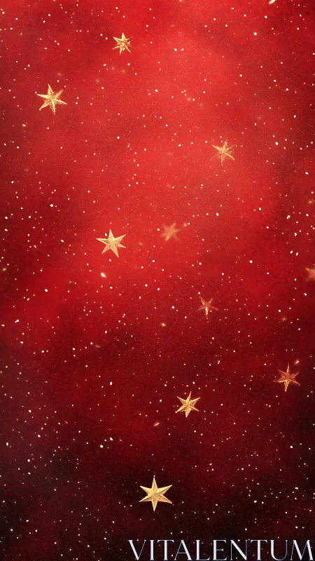 Golden starfield over deep red nebula gradient background
