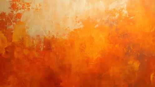 Vibrant Abstract Orange and Yellow Textured Painting on Canvas.