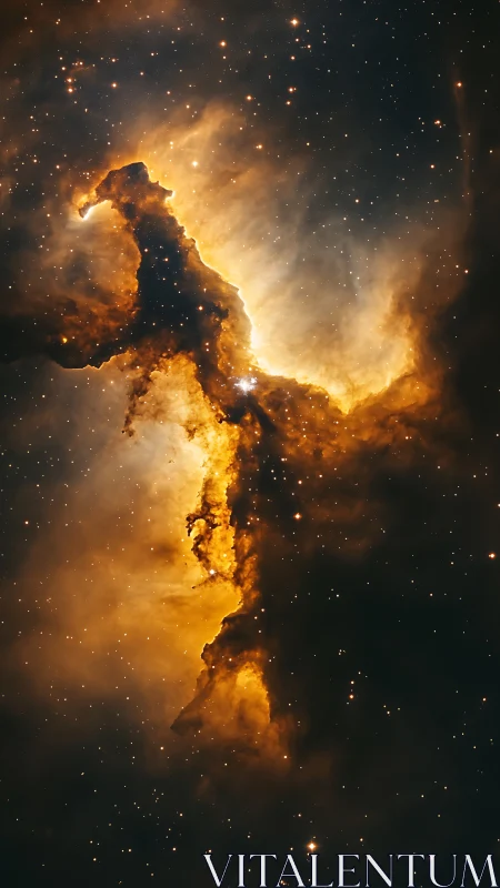 Ionized gas pillar forms luminous nebular silhouette in dense starfield