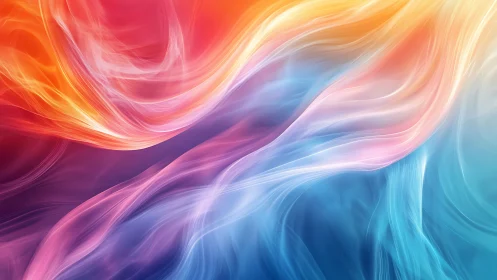 Flowing Rainbow Light Ribbons Dance Through Luminous Space