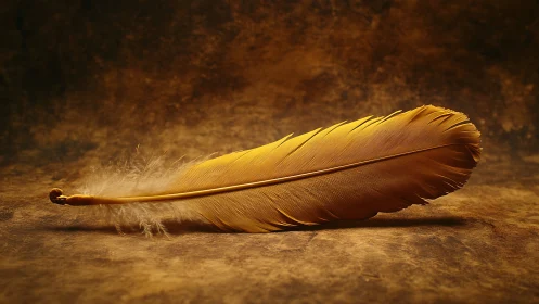 Macro optical study of a single golden feather specimen.