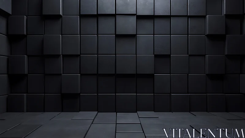 Dark cubic wall forms a minimal geometric 3D chamber.