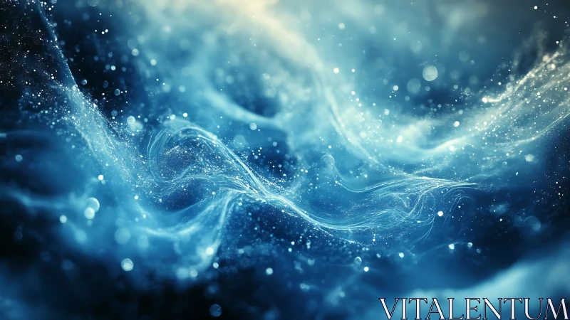 Starlit blue currents whisper through a dreamlike cosmic sea