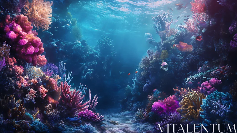 Colorful coral reef scene with tropical fish underwater.