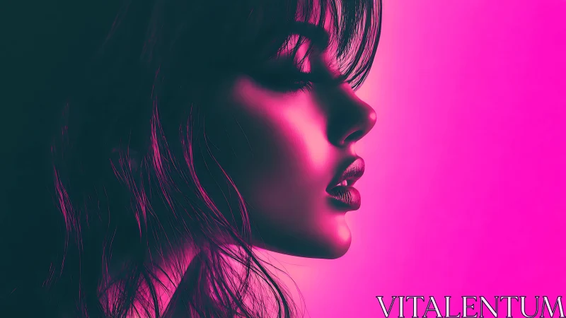 Neon side-profile portrait with magenta cinematic lighting.