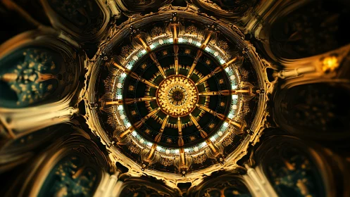 Radially symmetric domed ceiling uses concentric lighting rings