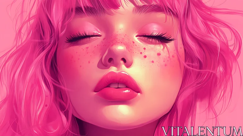 Dreamy pink portrait glows with soft light and quiet calm