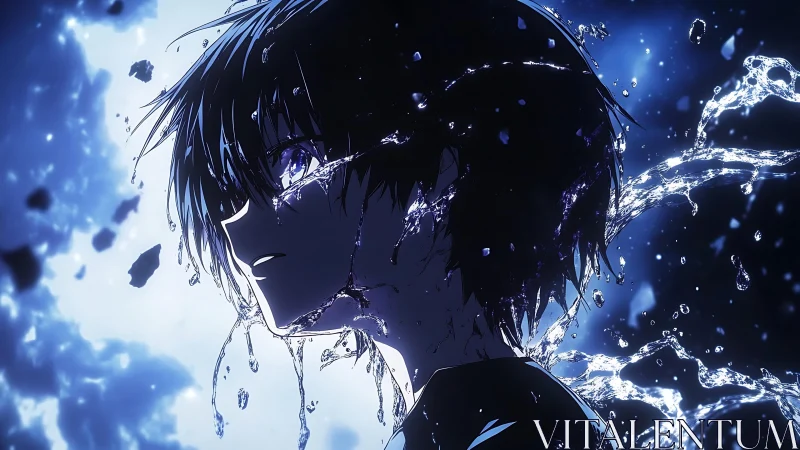 Starlit waterborne boy awakening in a midnight tidal hush.