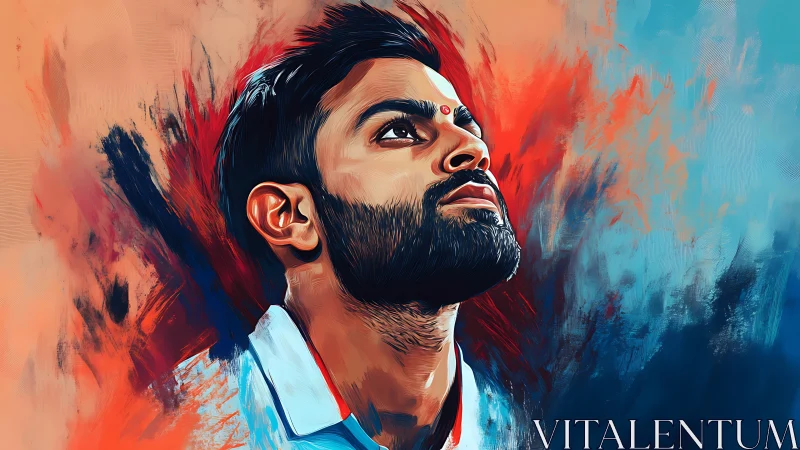 Stirring portrait of a hopeful man framed by bold colors