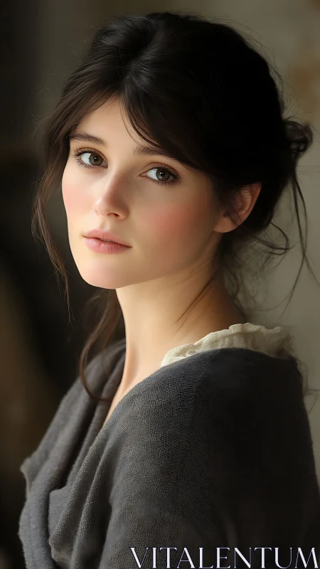 Portrait study captures soft light on thoughtful subject.