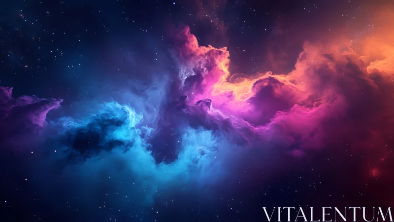 Dreamy cosmic nebula glowing in soft blues and pinks.