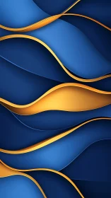 Golden ribbons surf twilight-blue waves in layered harmony