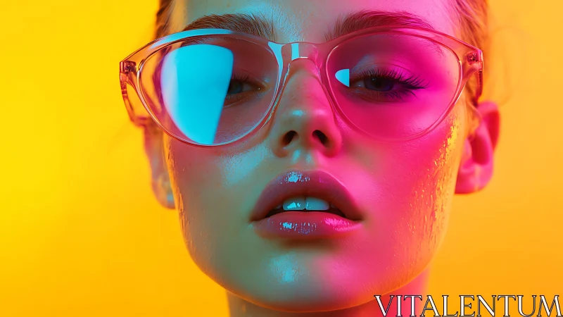Neon drenched portrait celebrates bold futuristic eyewear