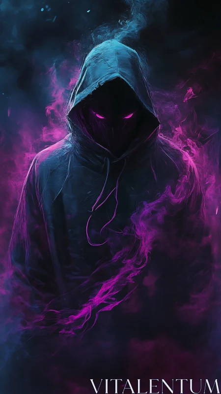 Hooded voidwalker harvests neon shadowfire in midnight fog