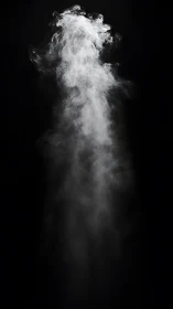 Billowing white smoke drifts upward in a quiet dark space