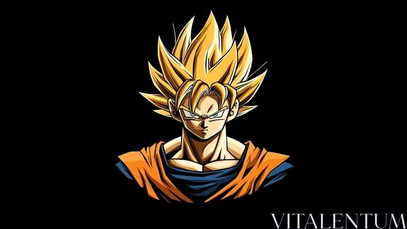 Stylized cel-shaded portrait of spiky-haired anime figure