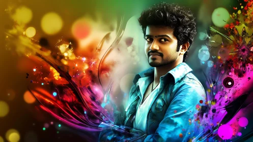 Color-drenched portrait sparks a swirling neon dreamscape.