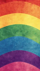 Layered rainbow arcs with textured gradient surface pattern.