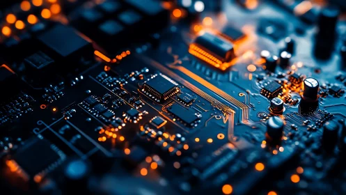 Glowing circuit board quietly celebrates modern digital life