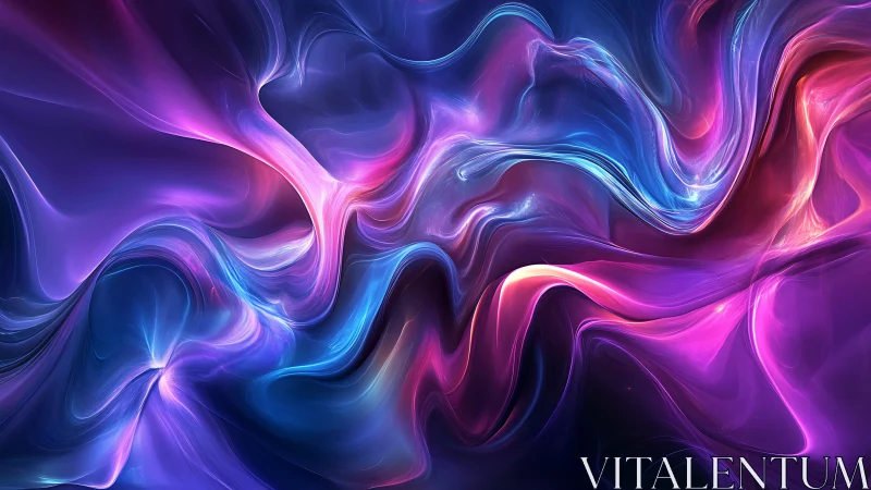 Abstract fluid gradient forms occupy a dark digital canvas