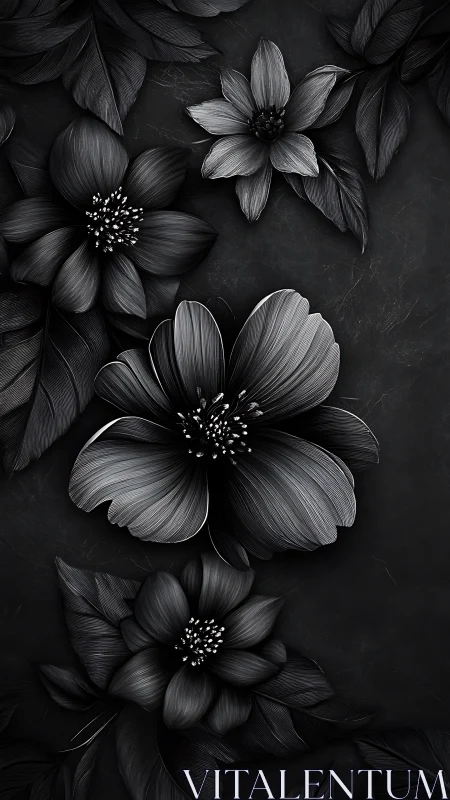 Black and White Floral Study with Dramatic Shadows.