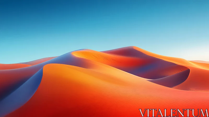 Radiant desert dunes under gradient sky in vivid light.