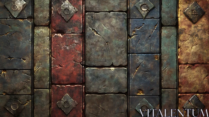 Vertical textured stone tiles form a cracked patterned wall