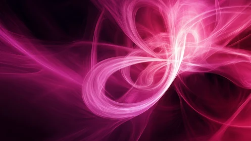 Vibrant pink light ribbons swirl in an abstract energy field