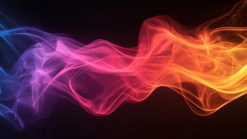 Colorful light wave streams across dark abstract background.