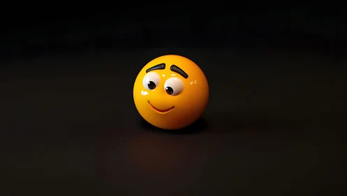 3D Render of Smiling Yellow Emoji on Dark Minimalist Background.