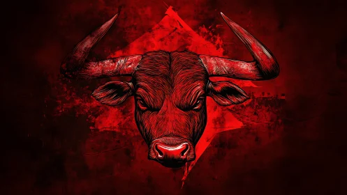 Stylized red bull head rendered with aggressive graphic contrast