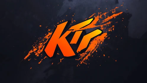 Angular orange monogram logo with splatter vector treatment.