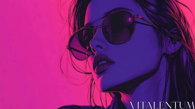 Neon midnight muse in magenta haze and violet shadow glow.