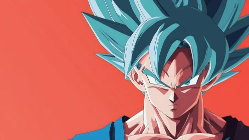 High-contrast cel-shaded anime warrior portrait on red ground