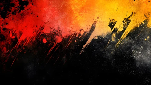 Vibrant Abstract Grunge Background in Red, Yellow, and Black Tones.