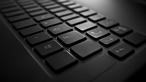 Backlit black keyboard keys form sleek geometric grid.