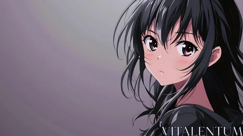 Soft twilight gaze of a thoughtful anime girl portrait.