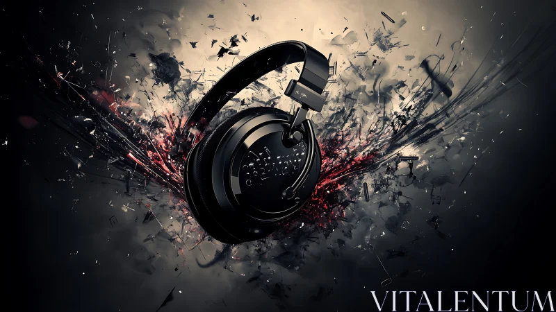 Acoustic shockwave visualized through fragmented headphones.
