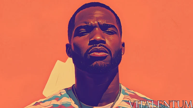 Vibrant vector portrait with bold contour lighting and minimalism.