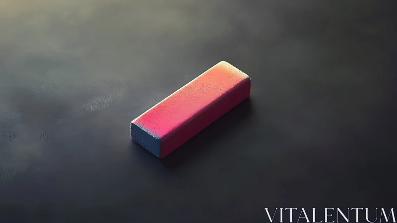 Rectangular pink eraser on textured dark studio surface