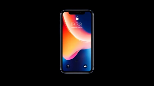 iPhone Locked Screen with Gradient Wallpaper Display.