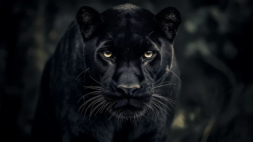 Black Panther Portrait with Amber Eyes Study.