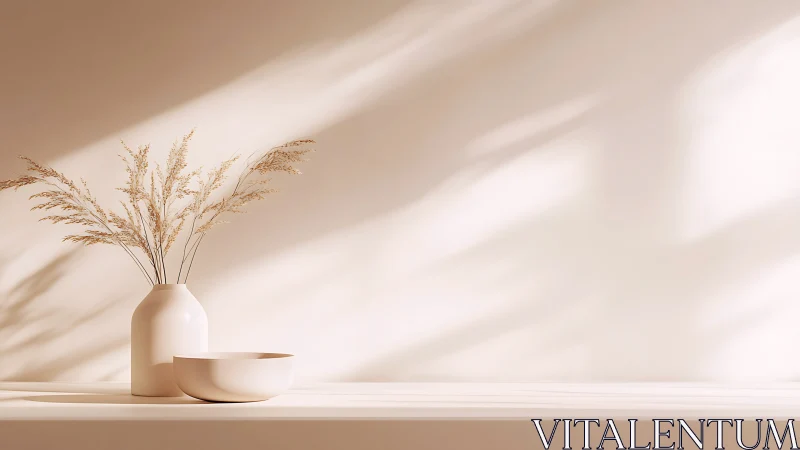 Soft morning shadows serenade a minimalist pampas vignette