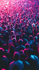 Neon lit concert crowd under vibrant magenta cyan wash.