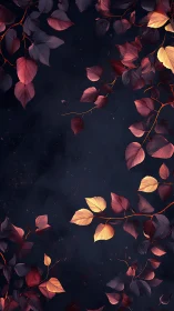 Twilight leaves drift like embers across a velvet night.