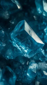 Macro study of translucent blue cubic crystals in shallow focus