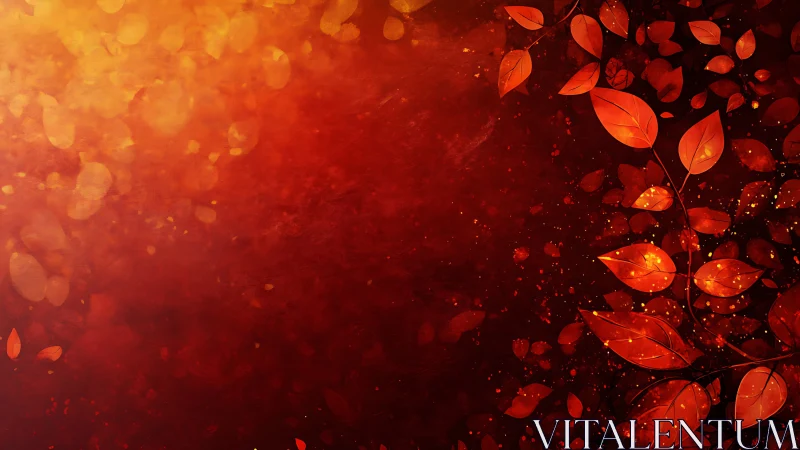 Digital red foliage composition uses gradient and bokeh field